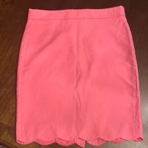J. Crew Pink Knee-Length Scalloped Pencil Skirt
